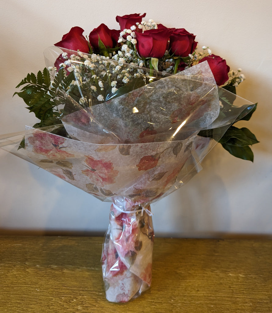Wrapped Dozen Roses Bouquet – Wild Blooms