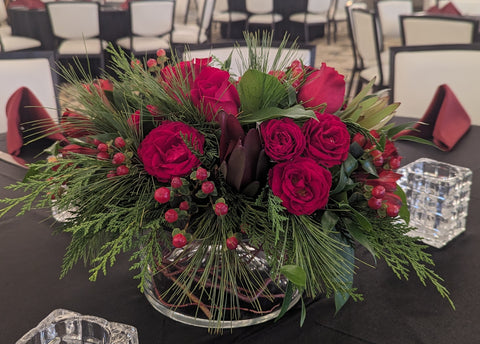 Pine and Red Centerpiece